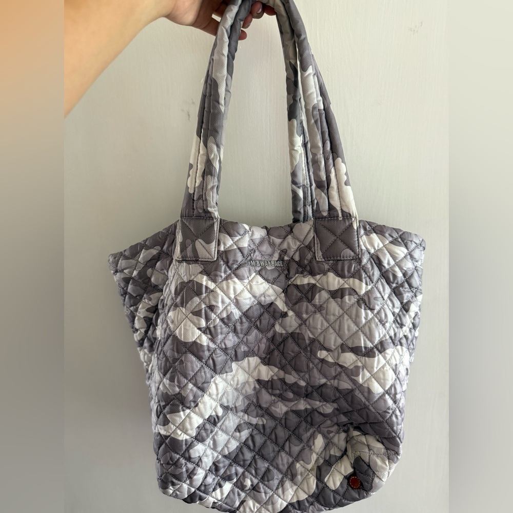 MZ Wallace Gray Quilted Camo Tote Bag